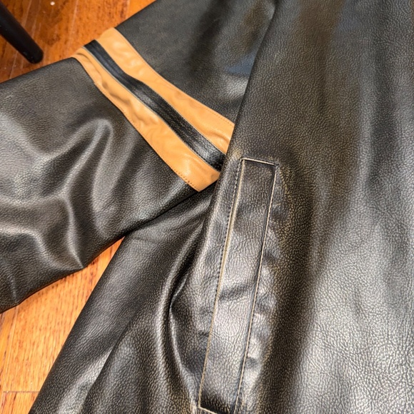 Whispering Smith Vintage Moto Faux-Leather Striped Jacket - Medium ✨ - Picture 6 of 8